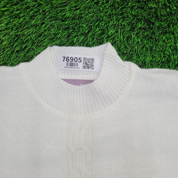 Vintage 90s MOD Sweater Womens Medium 20x23 White TanJay - Picture 2 of 12
